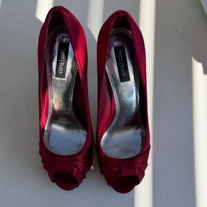 White House Black Market Burgundy Peep Toe Heels